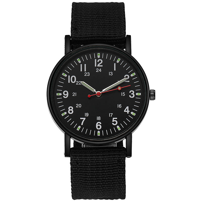 Mens Military Style Quartz Watch with Canvas Strap