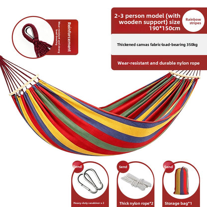 Thickened Nylon Outdoor Hammock Anti-Rollover Striped Swing Bed