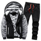 Men's thickened fleece-lined hoodie set