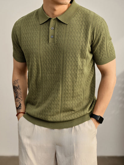 Mens Breathable Knitted Polo Shirt