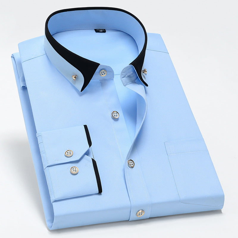 Men's Contrast Collar Stretch Shirt