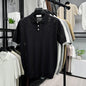 Mens Striped Knit Polo Shirt