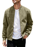 Mens Suede Zipper Jacket Retro Long Sleeve Casual Outerwear