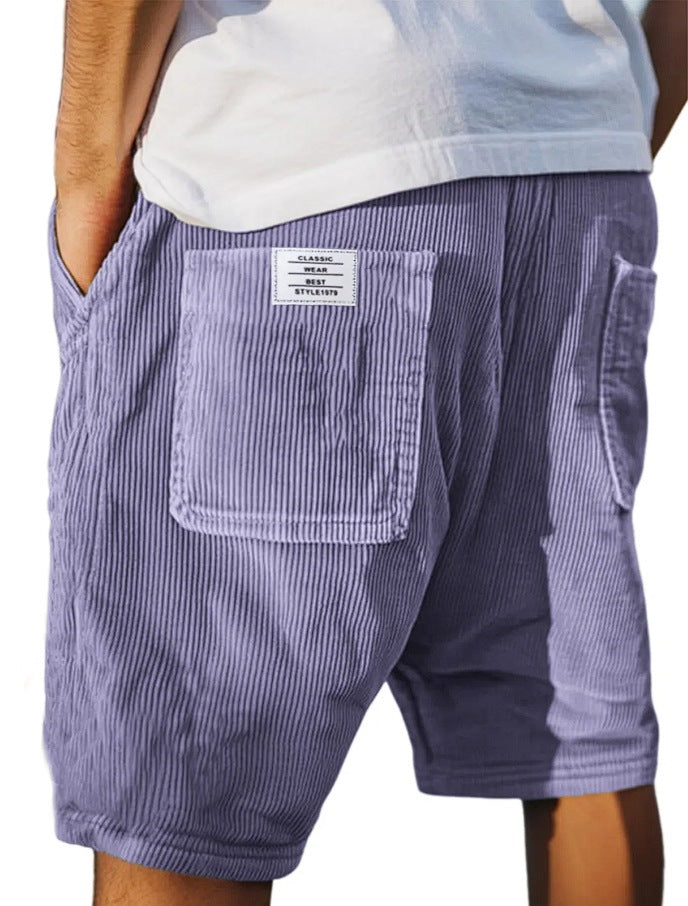 Mens Vintage Corduroy Shorts with Multiple Pockets