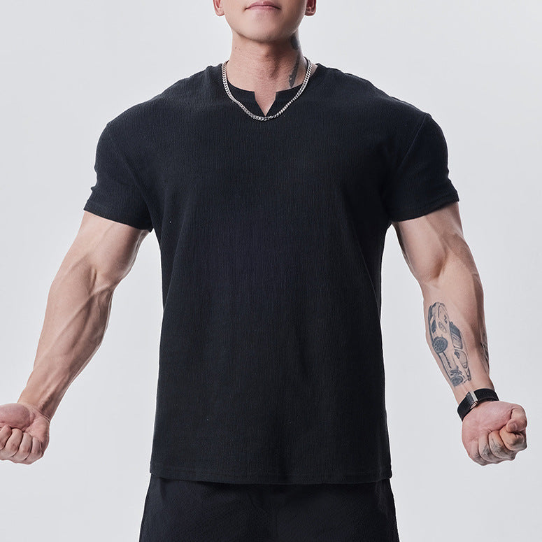 High-Quality Texture Cuff Sleeve T-Shirt for Men