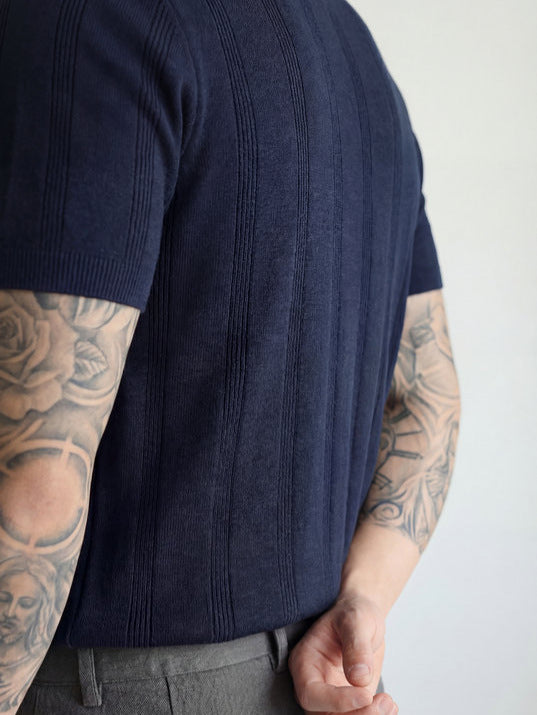 16-Gauge Tencel Linen Knitted Polo Shirt for Men Summer Thin Breathable Old Money Style