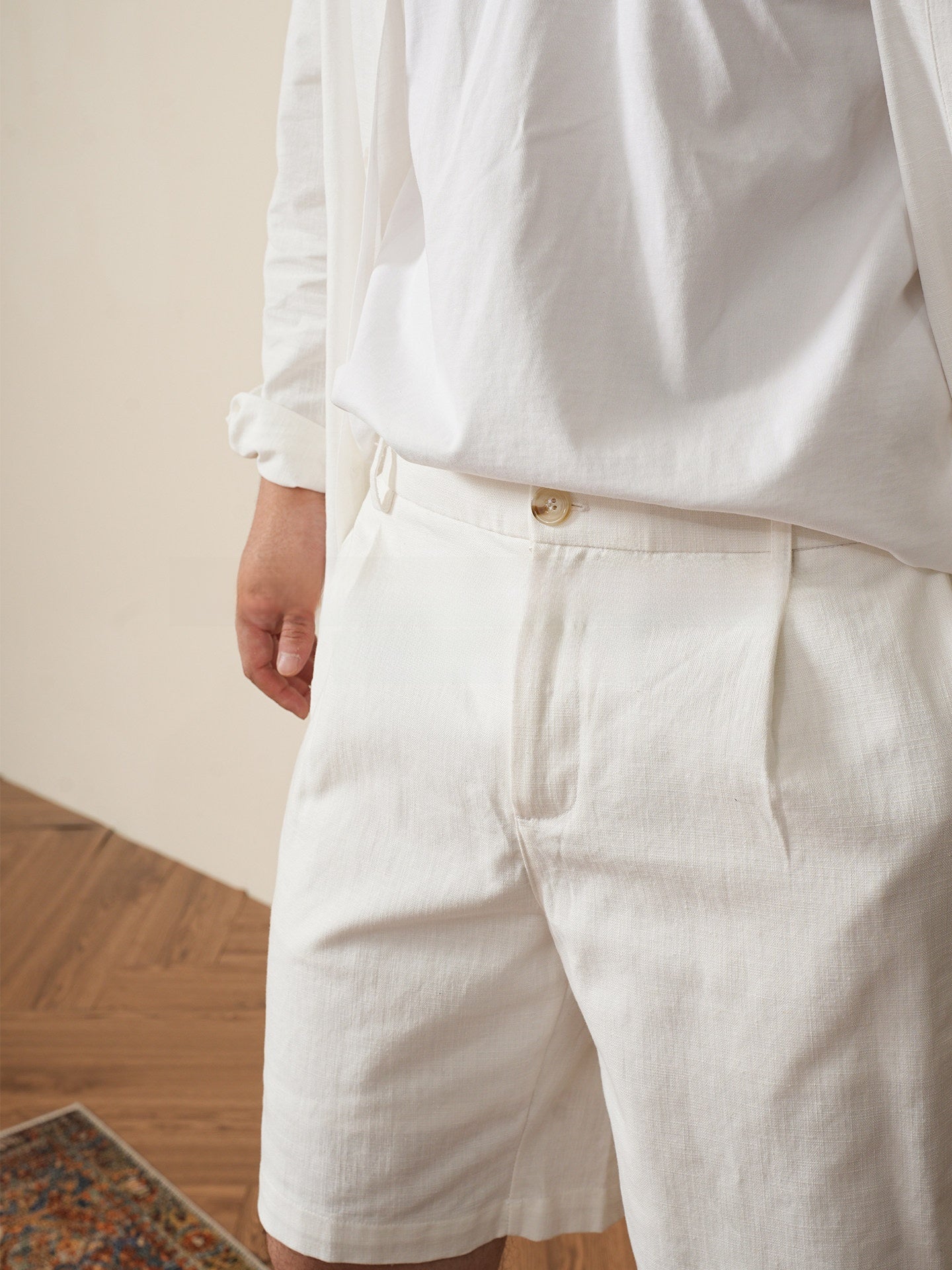 Mens Straight-Leg Linen Blend Shorts