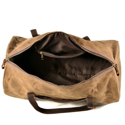 Retro Canvas Travel Bag with Leather Trim