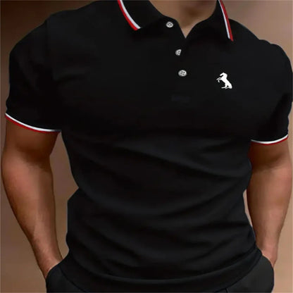 Printed buttoned short-sleeved shirt