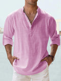 Mens Linen Collar Long Sleeve Shirt