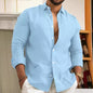 Men's Linen Long Sleeve Shirt Wrinkle Resistant Casual Wear