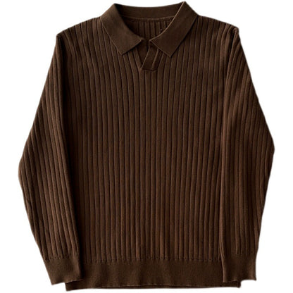 Men's Slim-fit Elastic Lapel Knitwear T-shirt