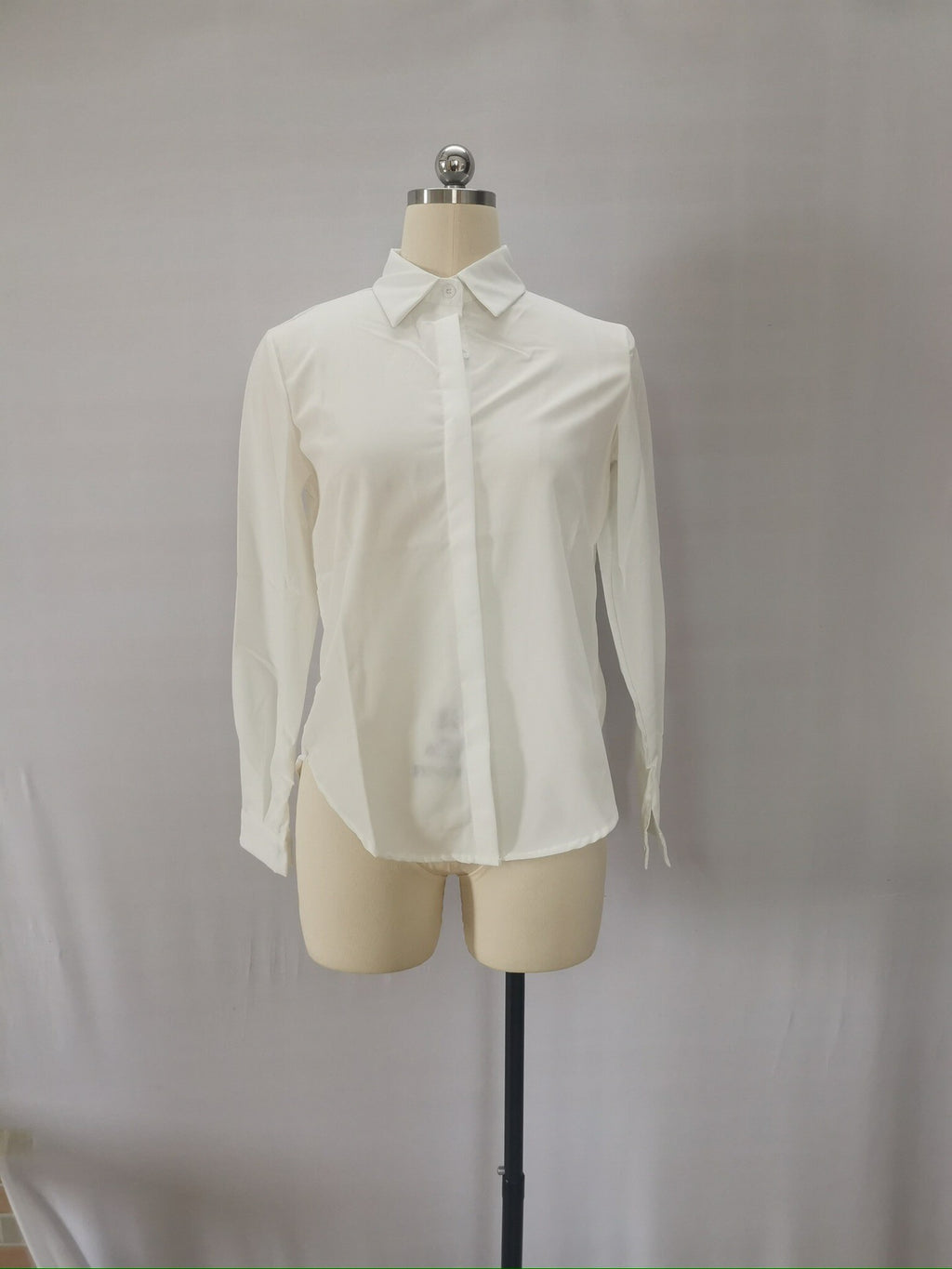Womens Long Sleeve V-Neck Button Shirt