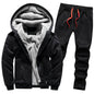 Men's thickened fleece-lined hoodie set