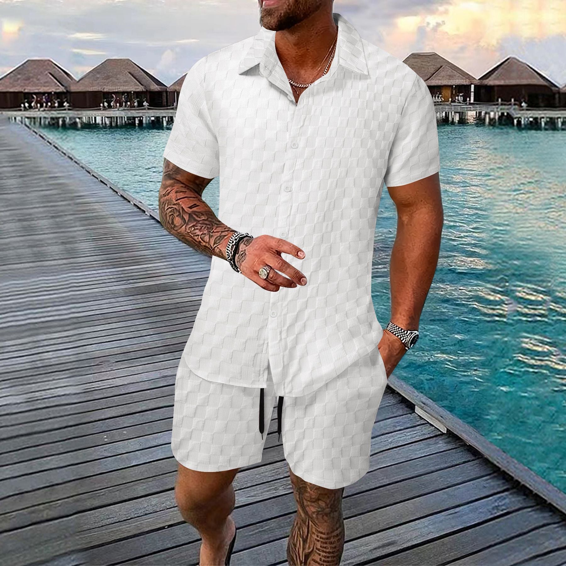 Men's Casual Summer Shirt and Shorts Set