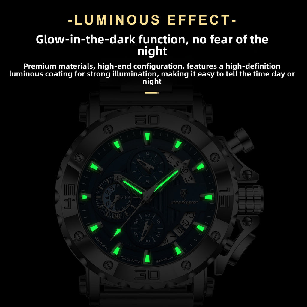 Multi-Function Quartz Watch with Stainless Steel Band