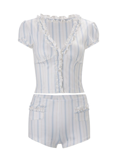 Womens Striped Cardigan and Shorts