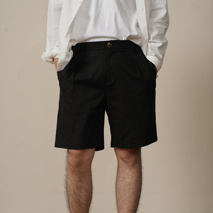 Mens Straight-Leg Linen Blend Shorts