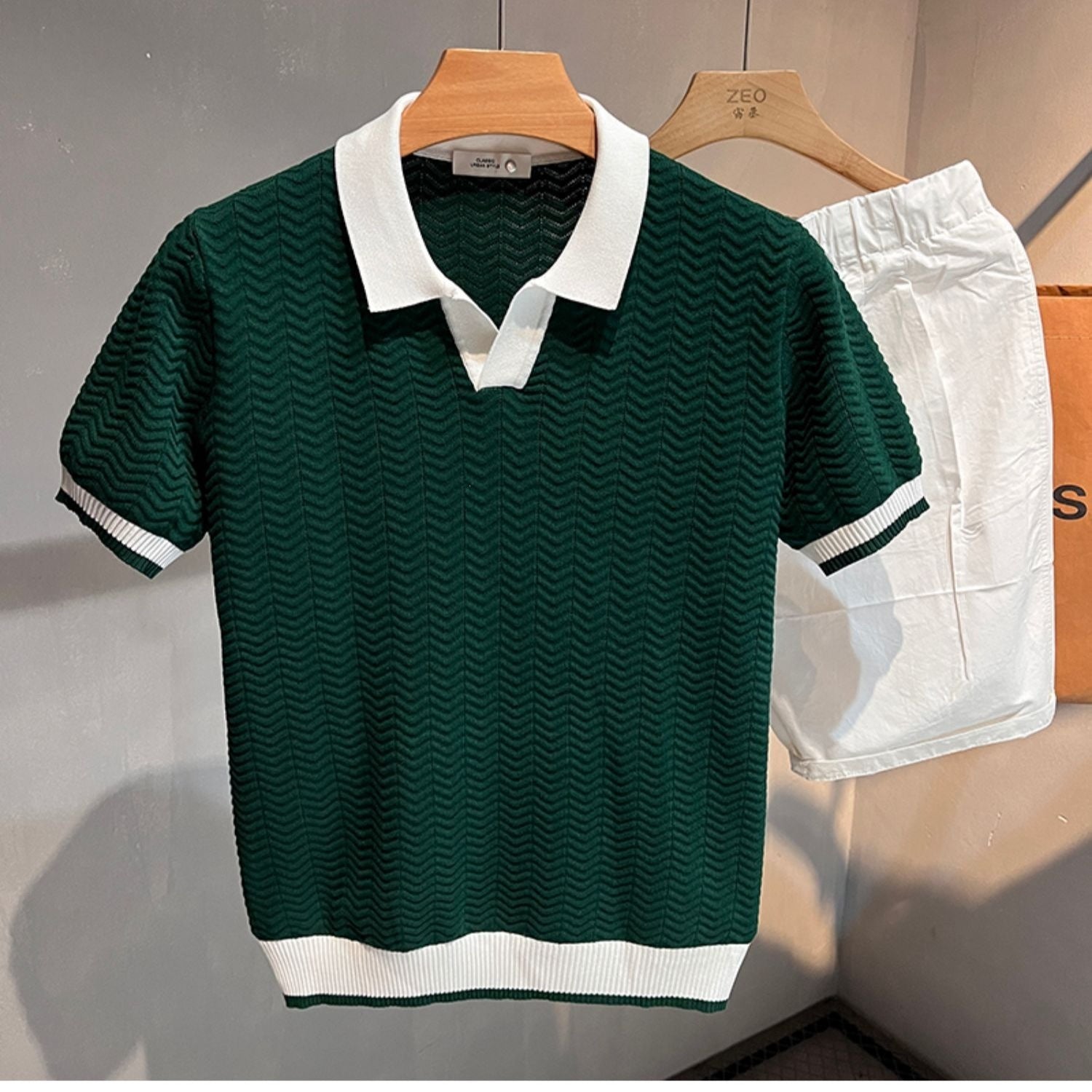 Mens Knitted Casual Polo Shirt
