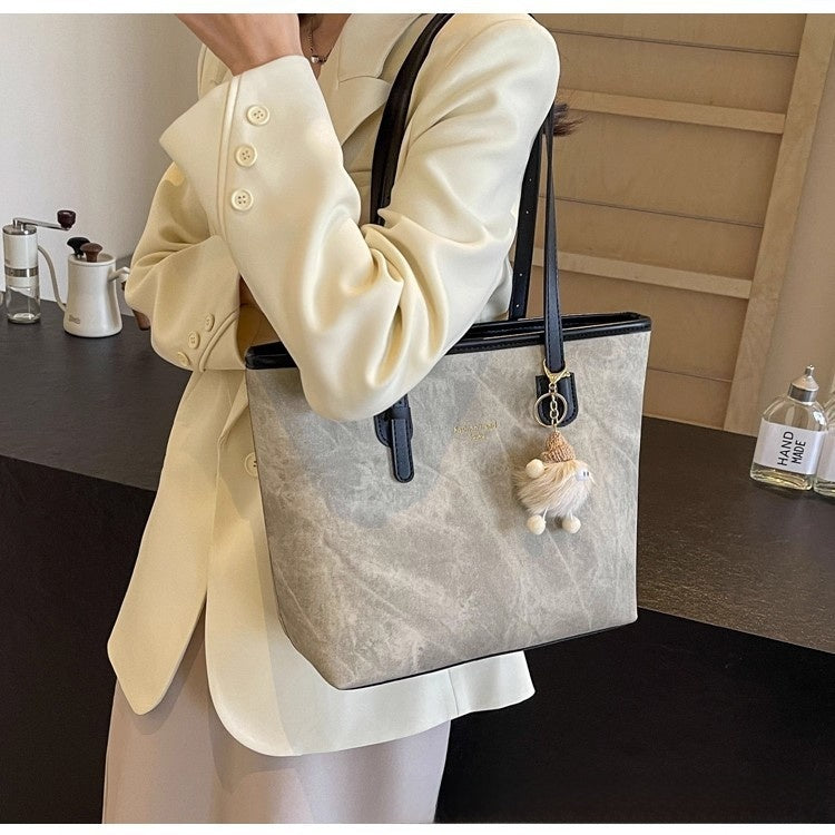 Women Pu Leather Tote Bag Large Capacity Shoulder Bag Handbag