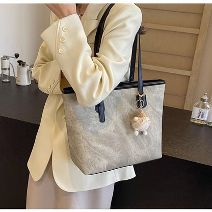 Women Pu Leather Tote Bag Large Capacity Shoulder Bag Handbag