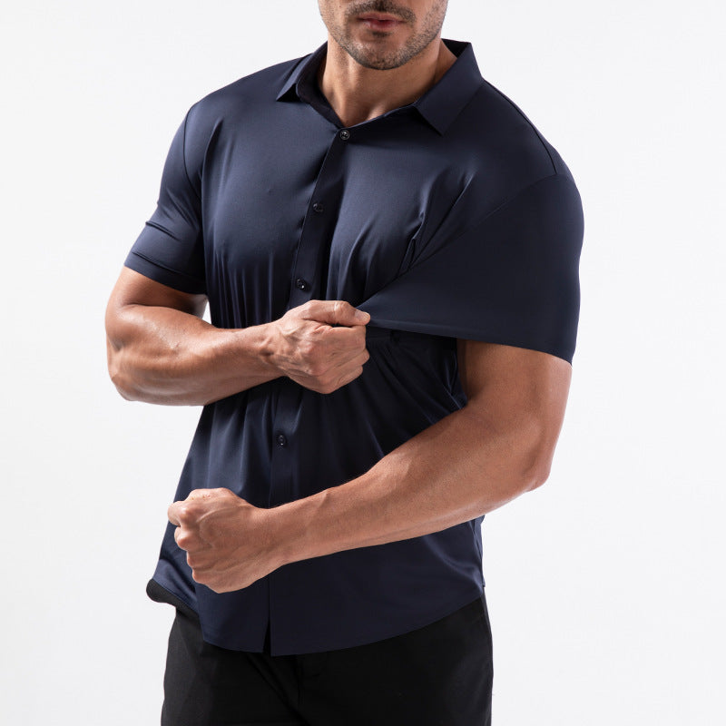 High Elasticity Seamless No-Iron Ice Silk Shirt