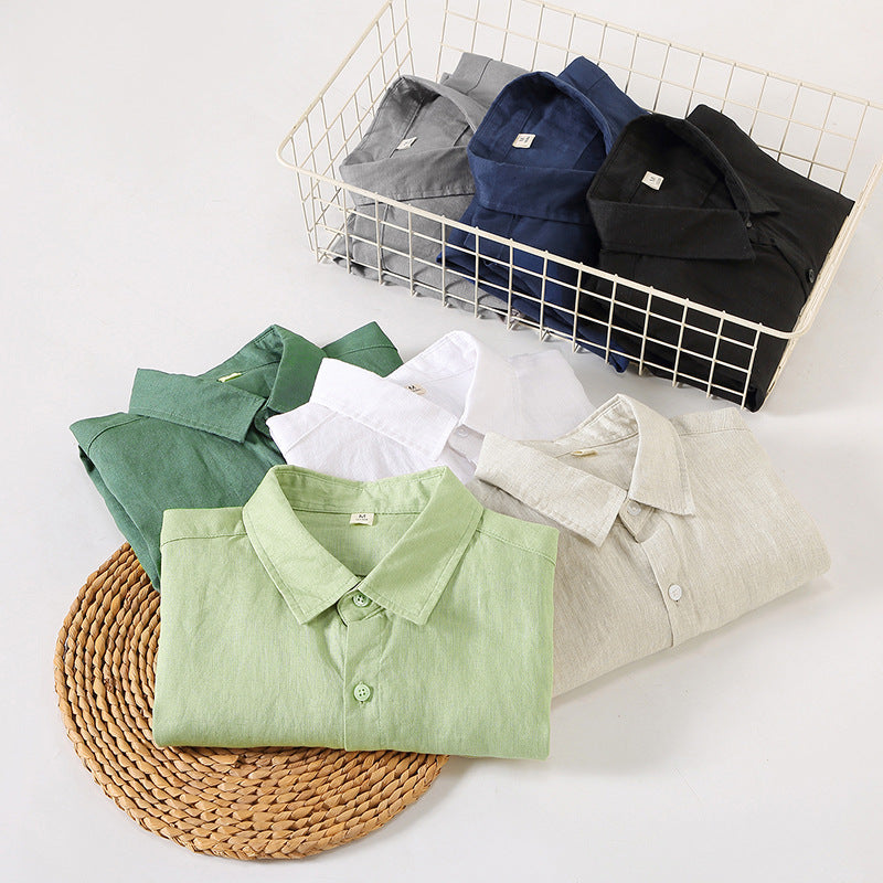 Mens Linen Long Sleeve Casual Shirt