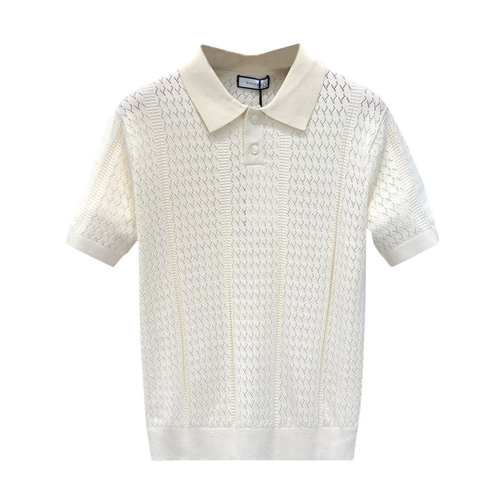 Mens Breathable Knit Polo Shirt