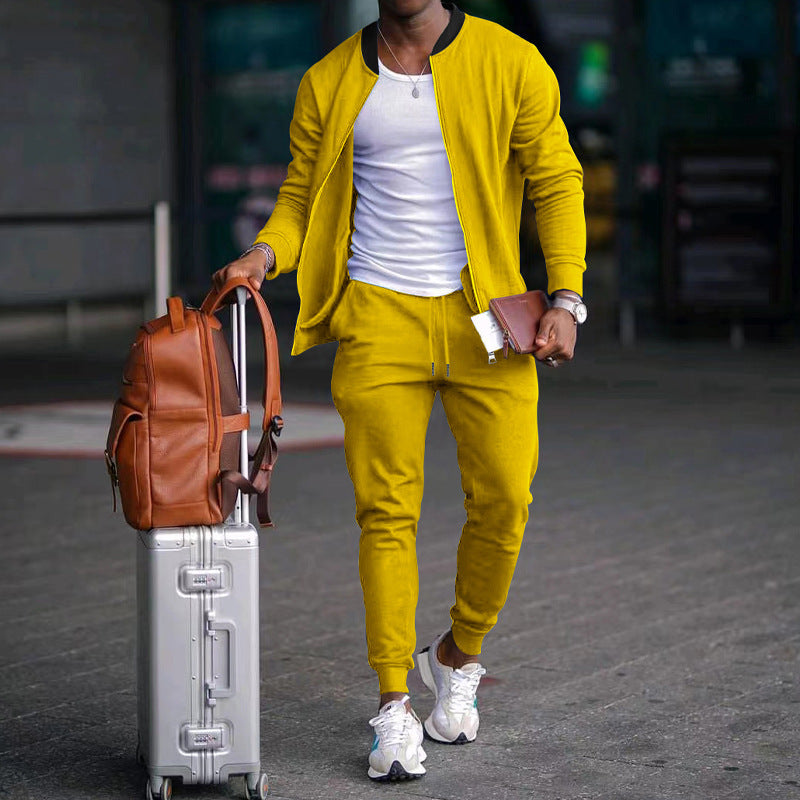 Casual Jacket Suit with Stand Collar