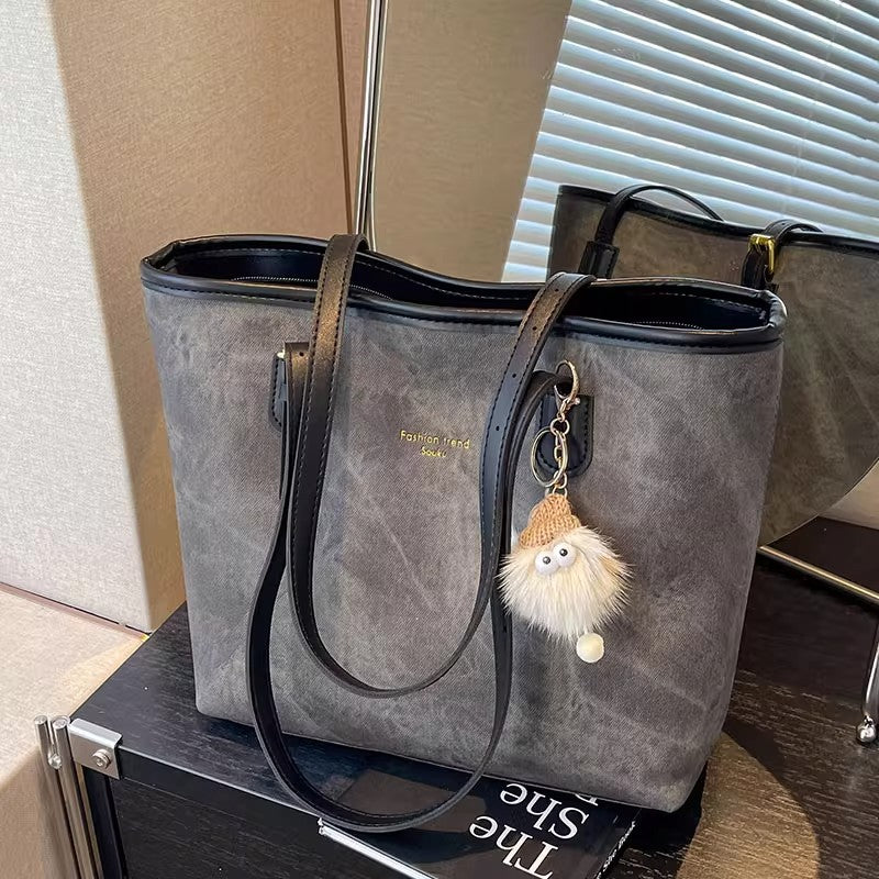 Women Pu Leather Tote Bag Large Capacity Shoulder Bag Handbag