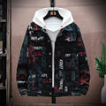 Mens Printed Corduroy Hooded Jacket