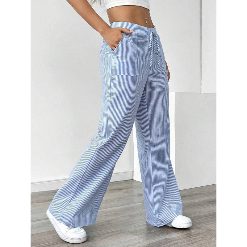Striped Wide Leg Casual Pants