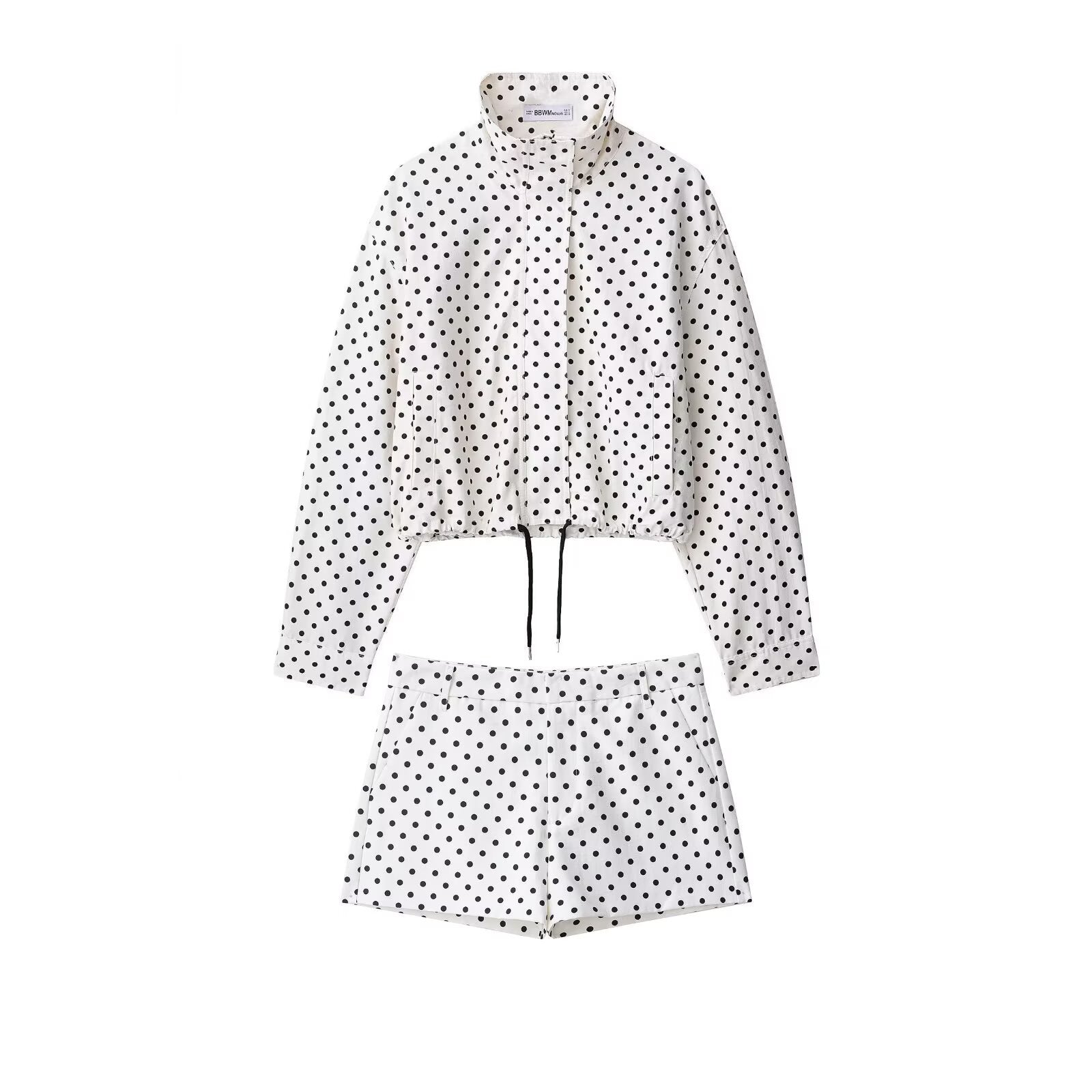 Polka Dot Drawstring Jacket and Pants