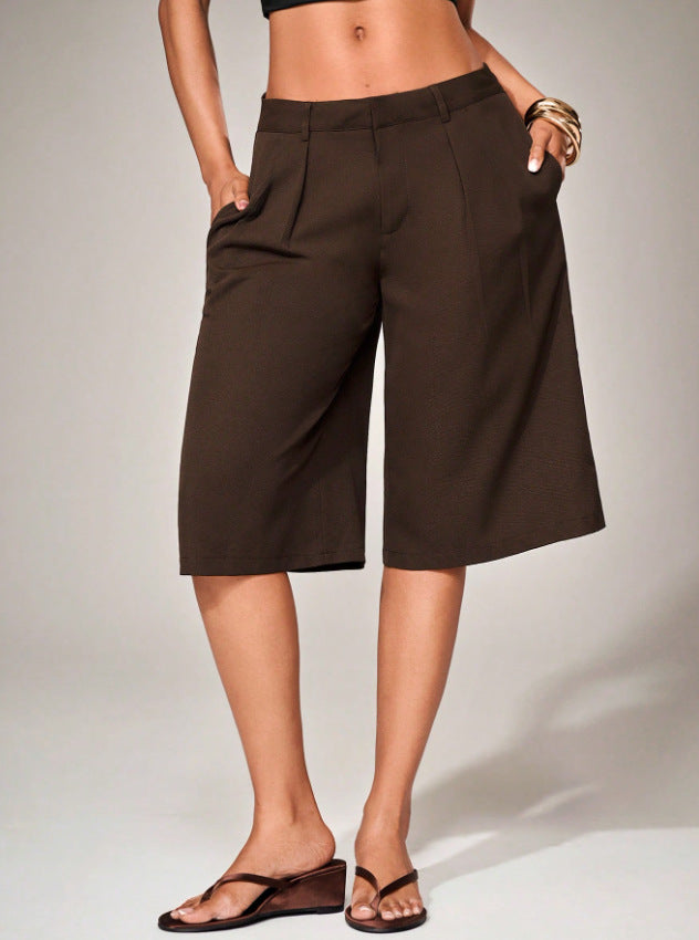 Womens High Waist Wide Leg Shorts