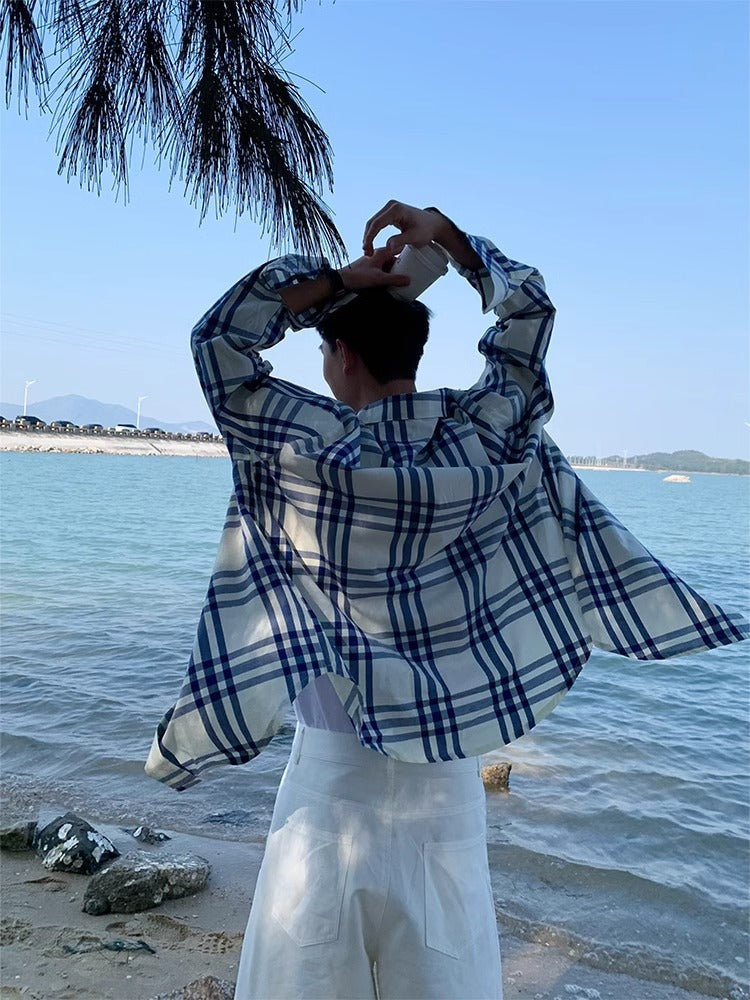 Loose Fit Plaid Shirt Casual Wear