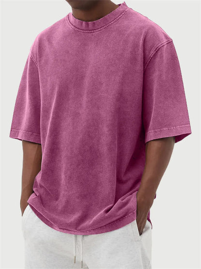 Mens Washed Cotton Pullover T-Shirt