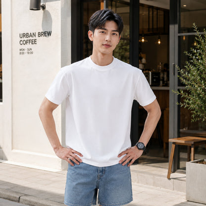 Men Pure Cotton Regular Shoulder Slim Fit T-shirt
