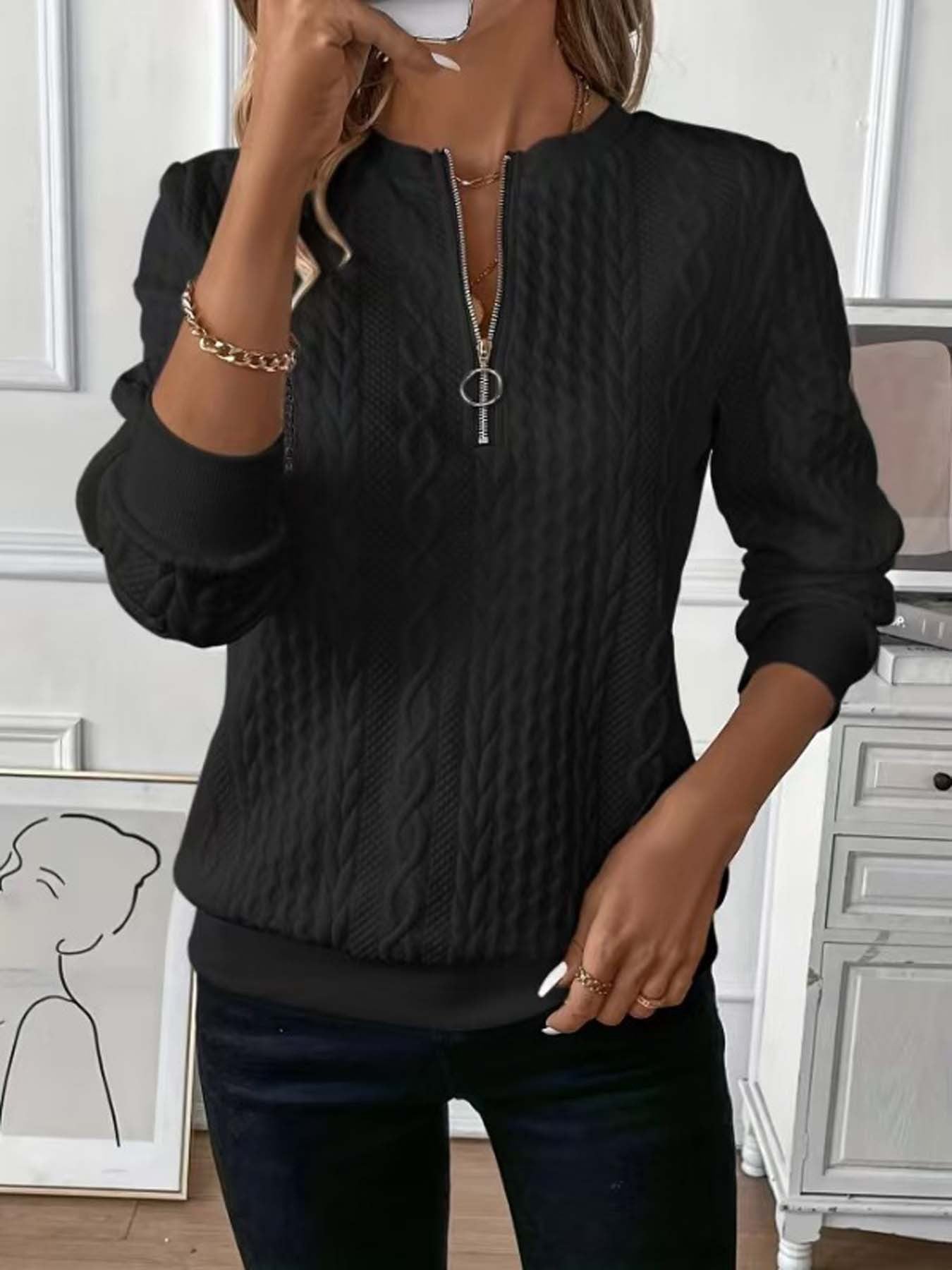 Womens Zipper Front Sweatshirt
