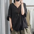 Women's V-Neck Cotton Linen T-Shirt