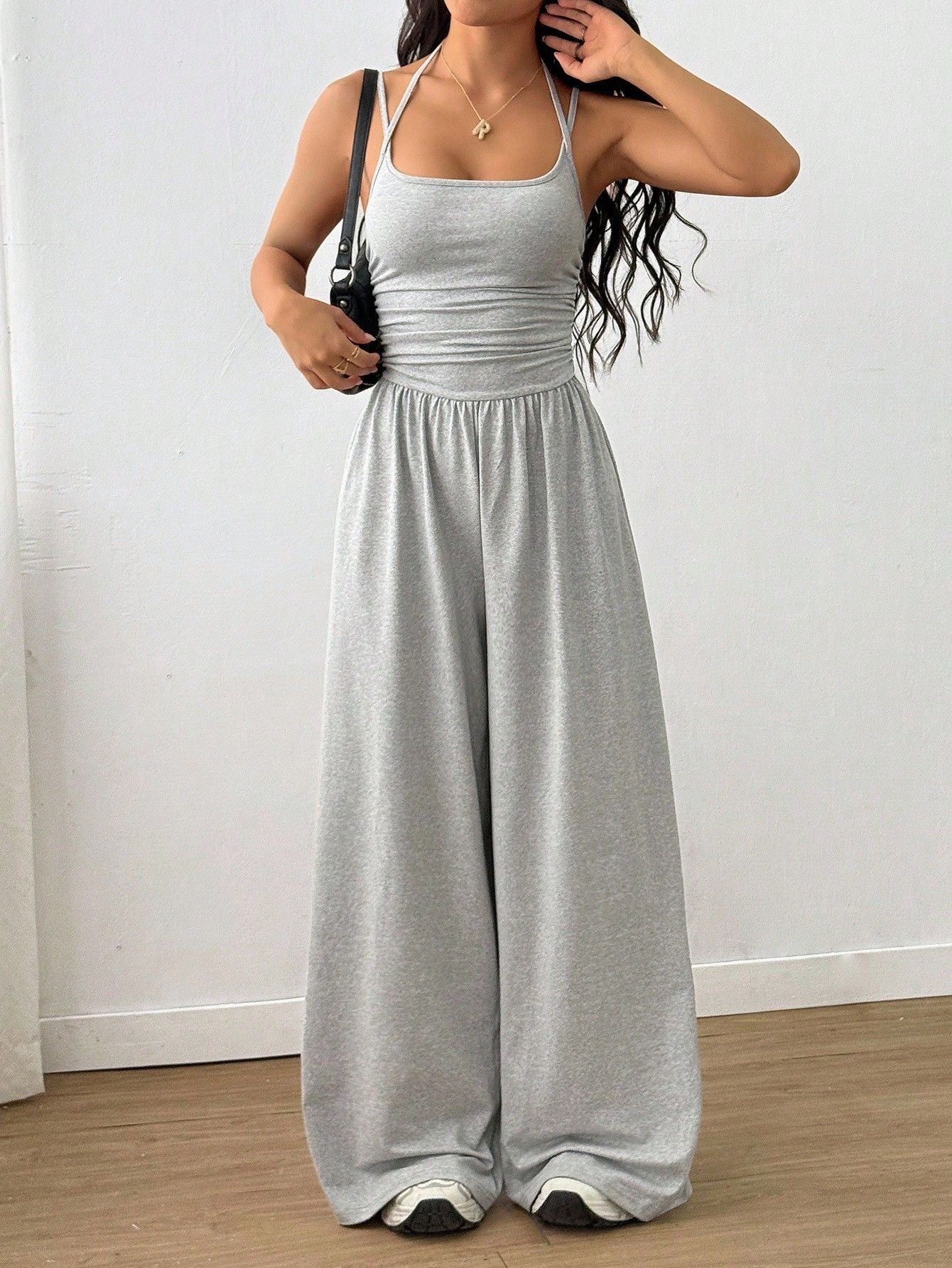 Womens Strapless Wide-Leg Jumpsuit