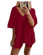 High-waisted, slimming short-sleeved shirts and shorts