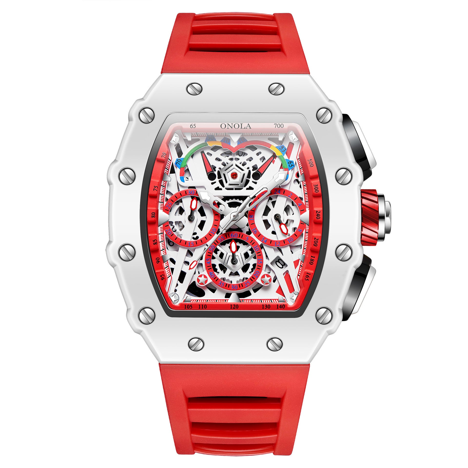 Multifunctional Waterproof Quartz Watch with Silicone Strap