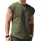 Mens Solid Color Sleeveless Vest Casual Cotton Blend Shirt