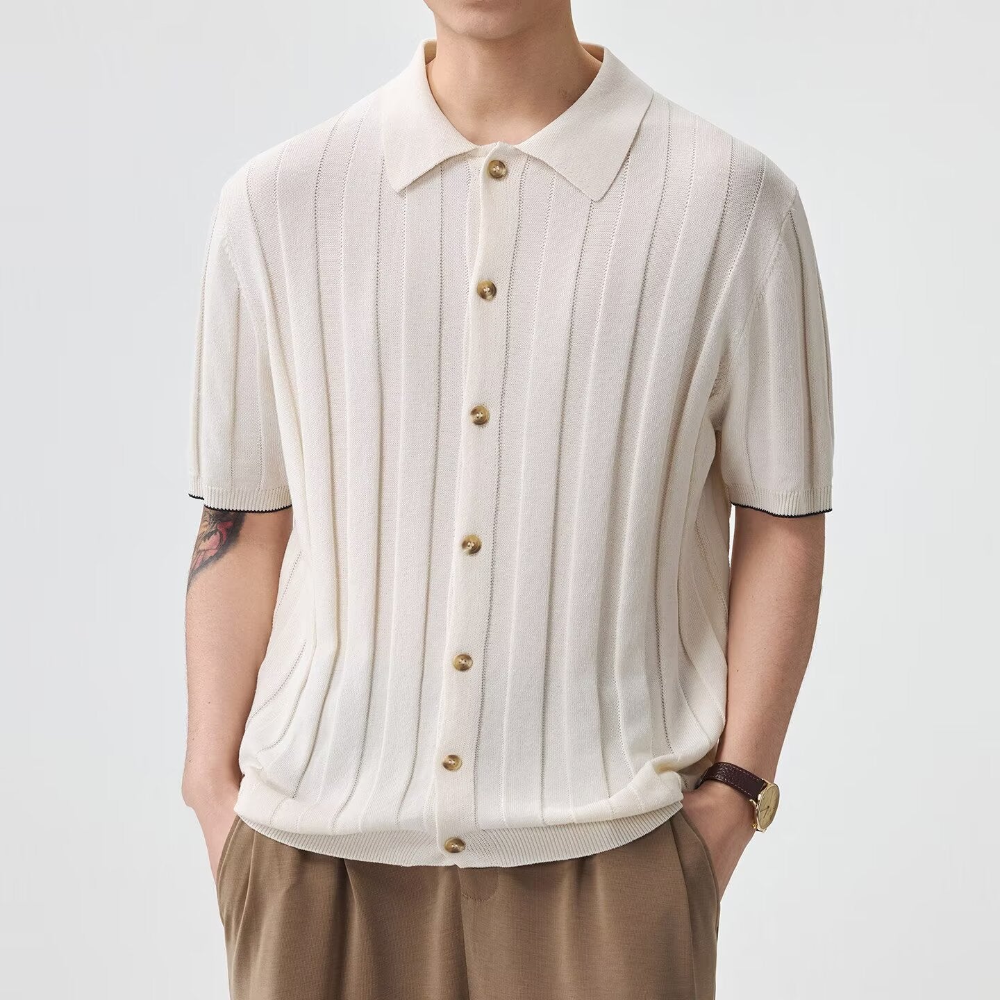 Jacquard Retro Luxury Knitted Polo Shirt