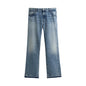 Men's wide-leg washed denim pants with a mid-rise design