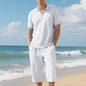 Men's Linen Polo Shirt and Short Pants Set
