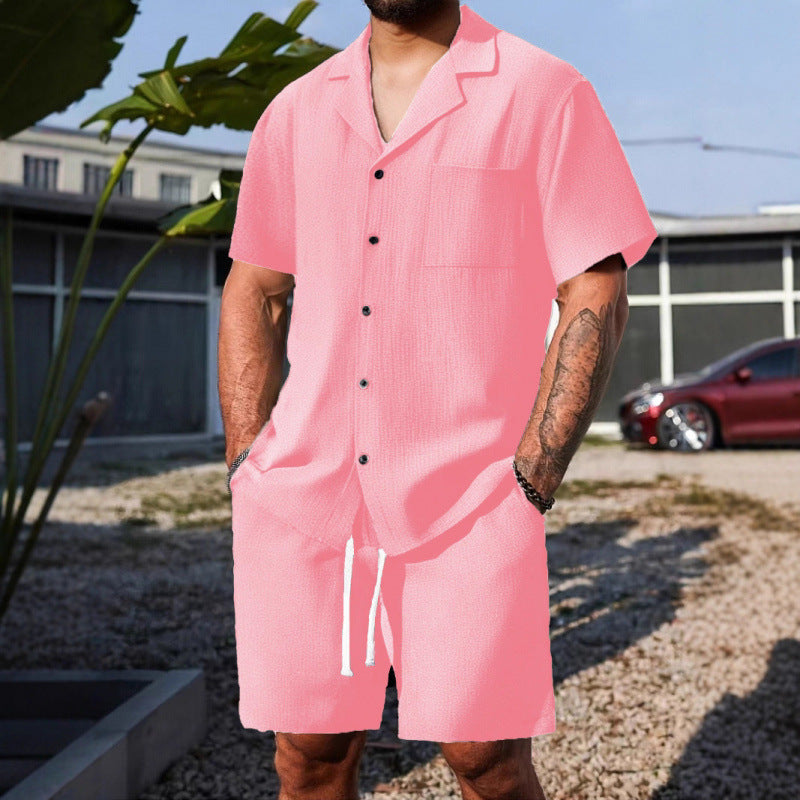 Men's Short Sleeve Shirt and Shorts Set