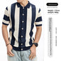 Mens Striped Knit Polo Shirt
