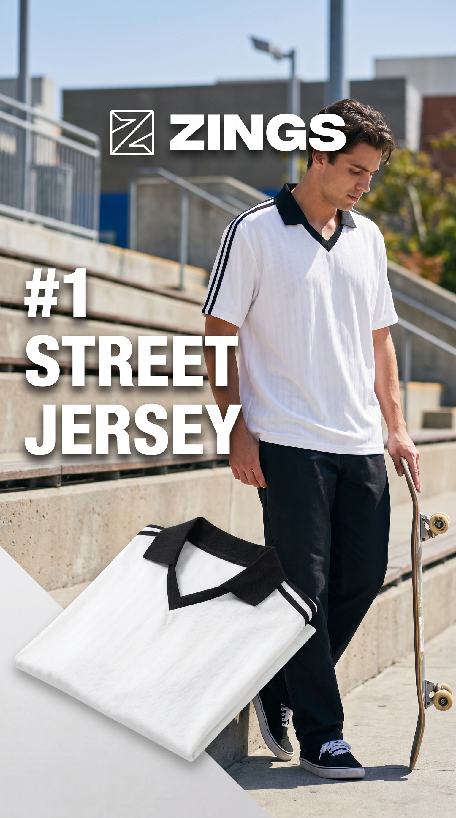 Contrast Collar Striped Soccer Jersey