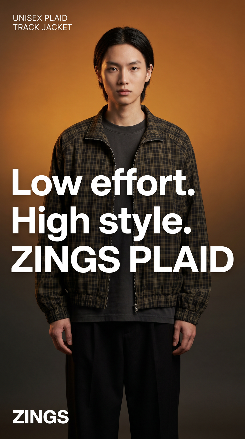 Unisex Plaid Full-Zip Track Jacket